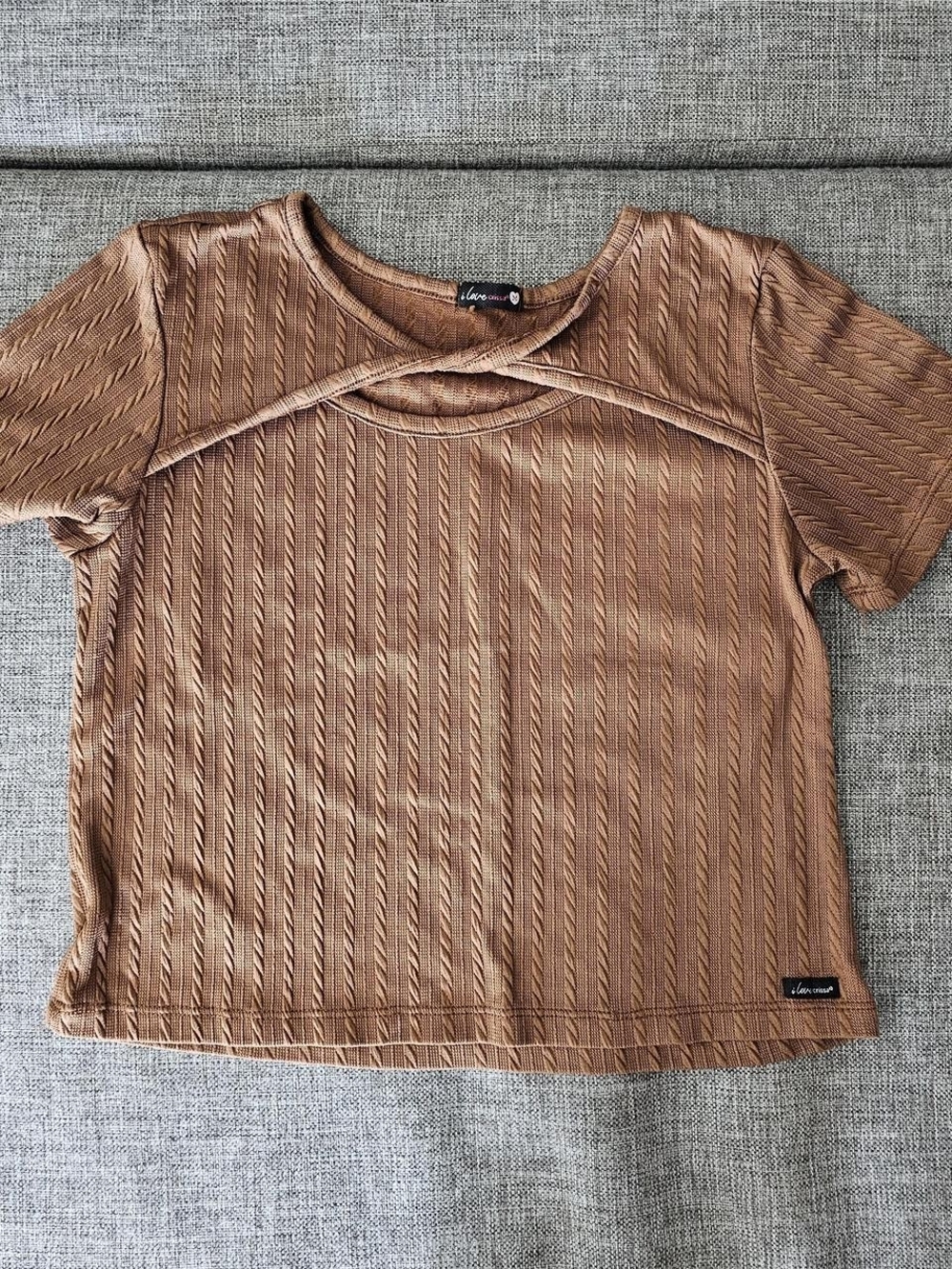 Crissa Short Sleeve Ribbed Top in Copper